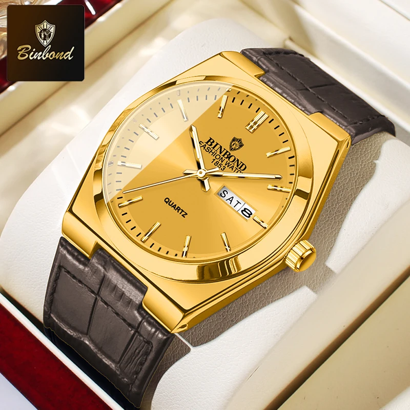 Nuevo Y Elegante Reloj De Cuarzo Para Hombre, Con Doble Calendario, Manecillas Luminosas Y Resistente Al Agua.