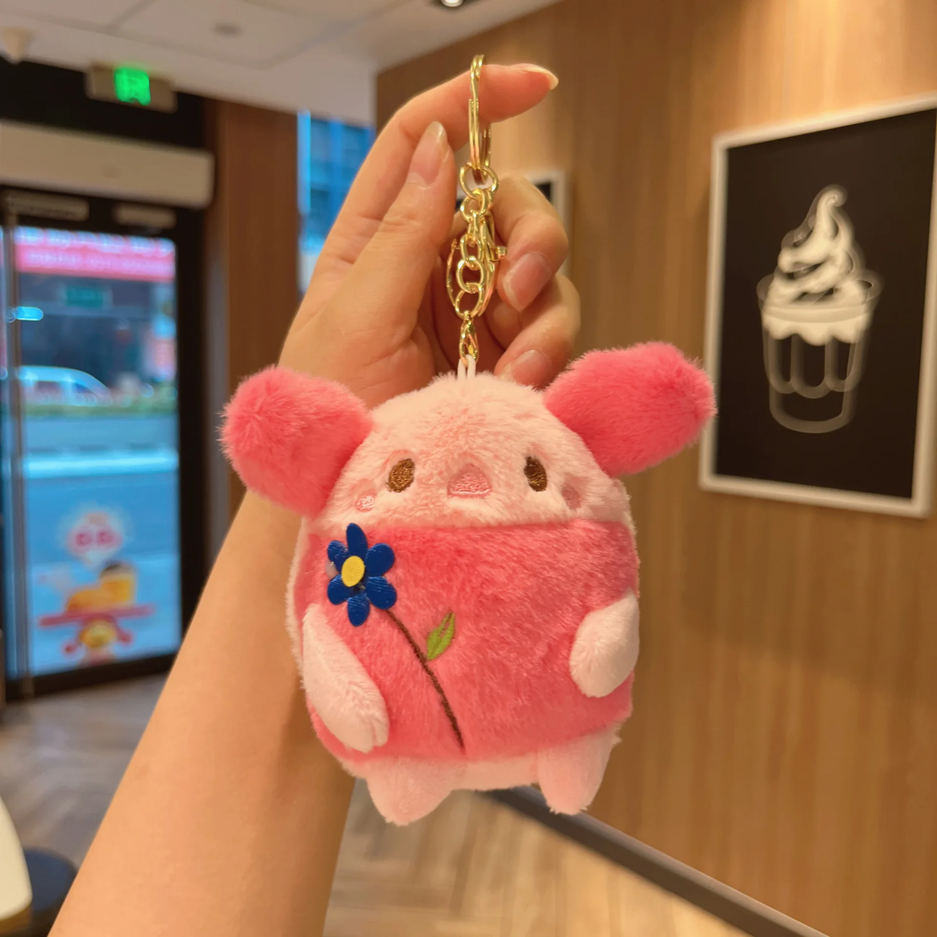 Llavero De Peluche De Animalito De Dibujos Animados (rosa), Ideal Para Decorar Bolsos.