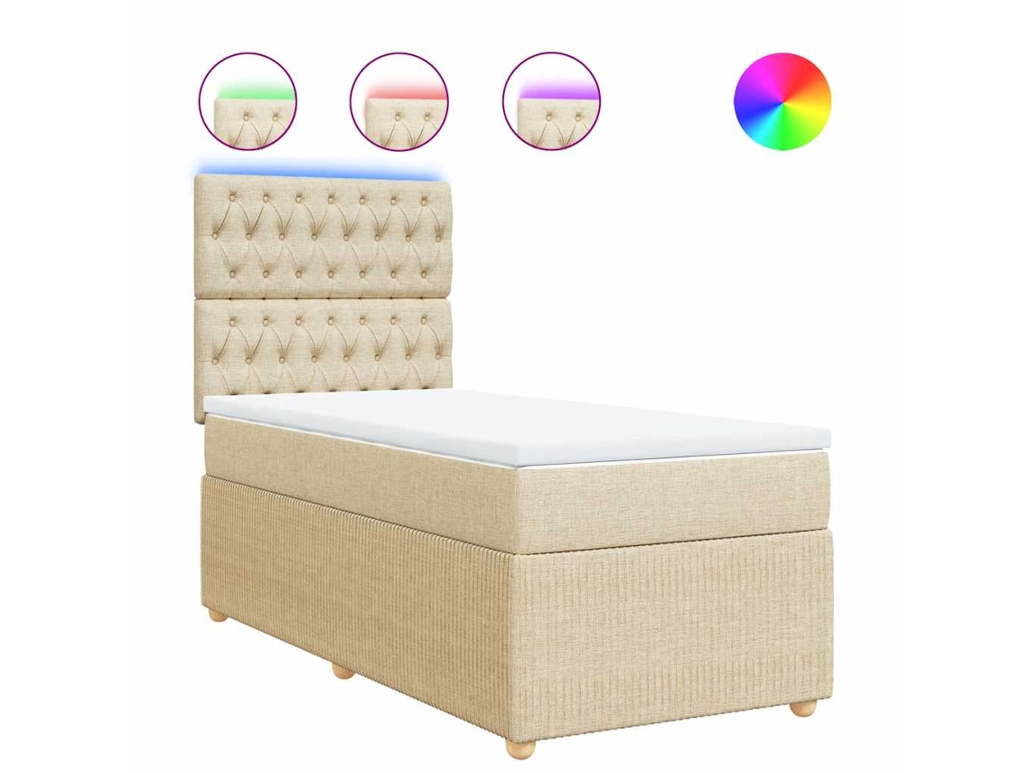Maison Exclusive - Cama Box Spring Con Colchón Tela Color Crema 90x200 Cm