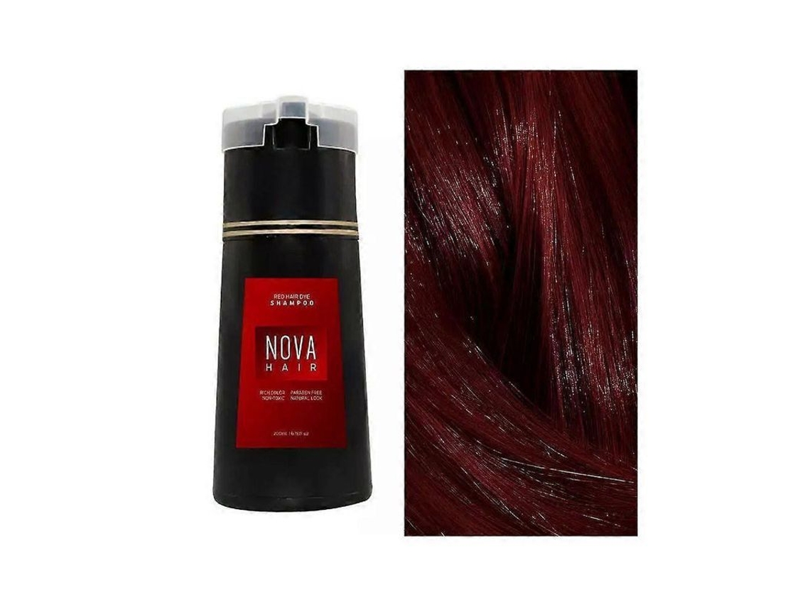 Champú Tinte Instantáneo Para El Cabello Novahair 2024, Color Rojo, Vegano, Sin Amoníaco Ni Peróxido.