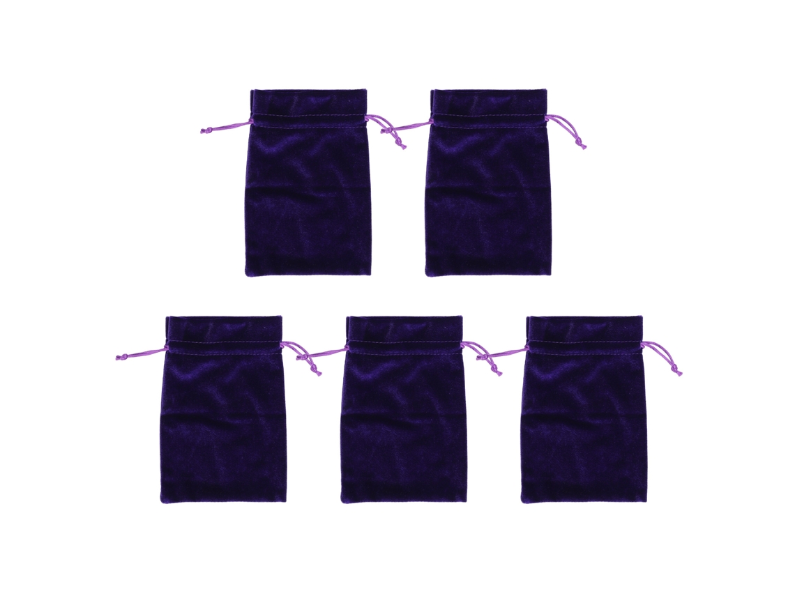 5pcs Bolsa de Presente de Veludo Versátil com Cordão para Armazenar Dados Jóias Tarot Runa Roxa
