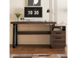 Escritorio sencillo 135x54 cm 2 cajones silenciosos Amplio tablero marrón negro Mobrio