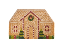 Tapete De Entrada Selatna Natural 45 X 75 Cm Padrão Natalicio Fibra De Coco