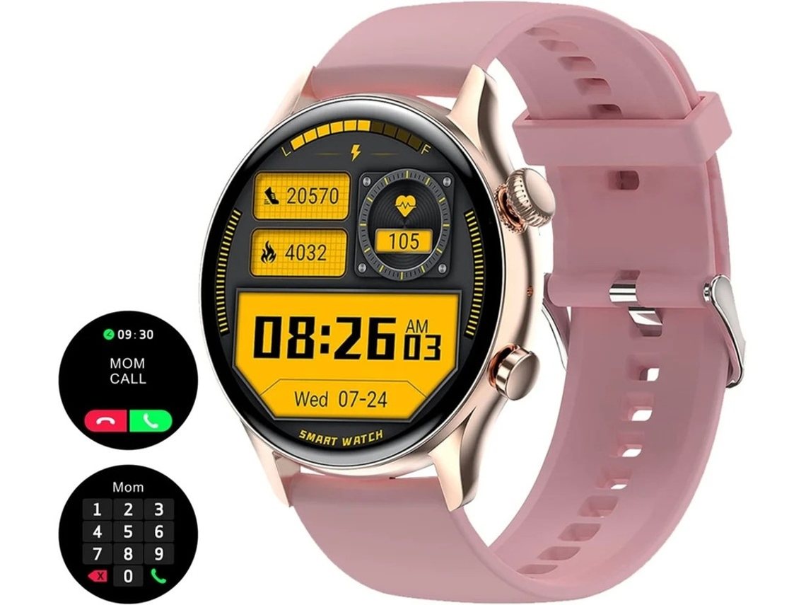 Reloj inteligente con monitor de actividad física y pantalla AMOLED de 1,36", Bluetooth, llamadas, oro rosa, Yizhood