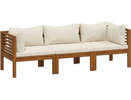 Juego de muebles de jardín VIDAXL Crema Madera de acacia