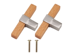 2 Tiradores De Madera Y Aleación De Zinc Con Tornillos Para Cajones De Cocina.