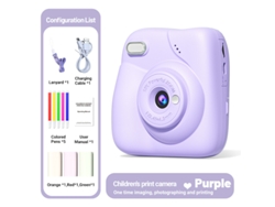 Cámara instantánea Eifson de 2.0 pulgadas, zoom 10x, 1080p, con tarjeta de 32 GB, papel térmico y lápices de colores (morado)