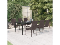Juego de comedor de jardín de 7 piezas marrón y negro Dkd Home Decor