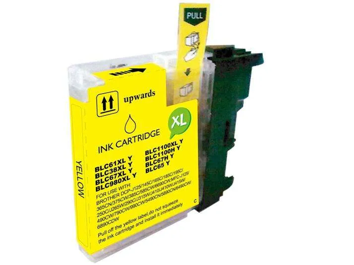 Bulk BROTHER Lc980Xl/Lc1100Xl/Lc985Xl Amarillo Cartucho de Tinta Generico Reemplaza Lc980Y/Lc1100Y/Lc985Y