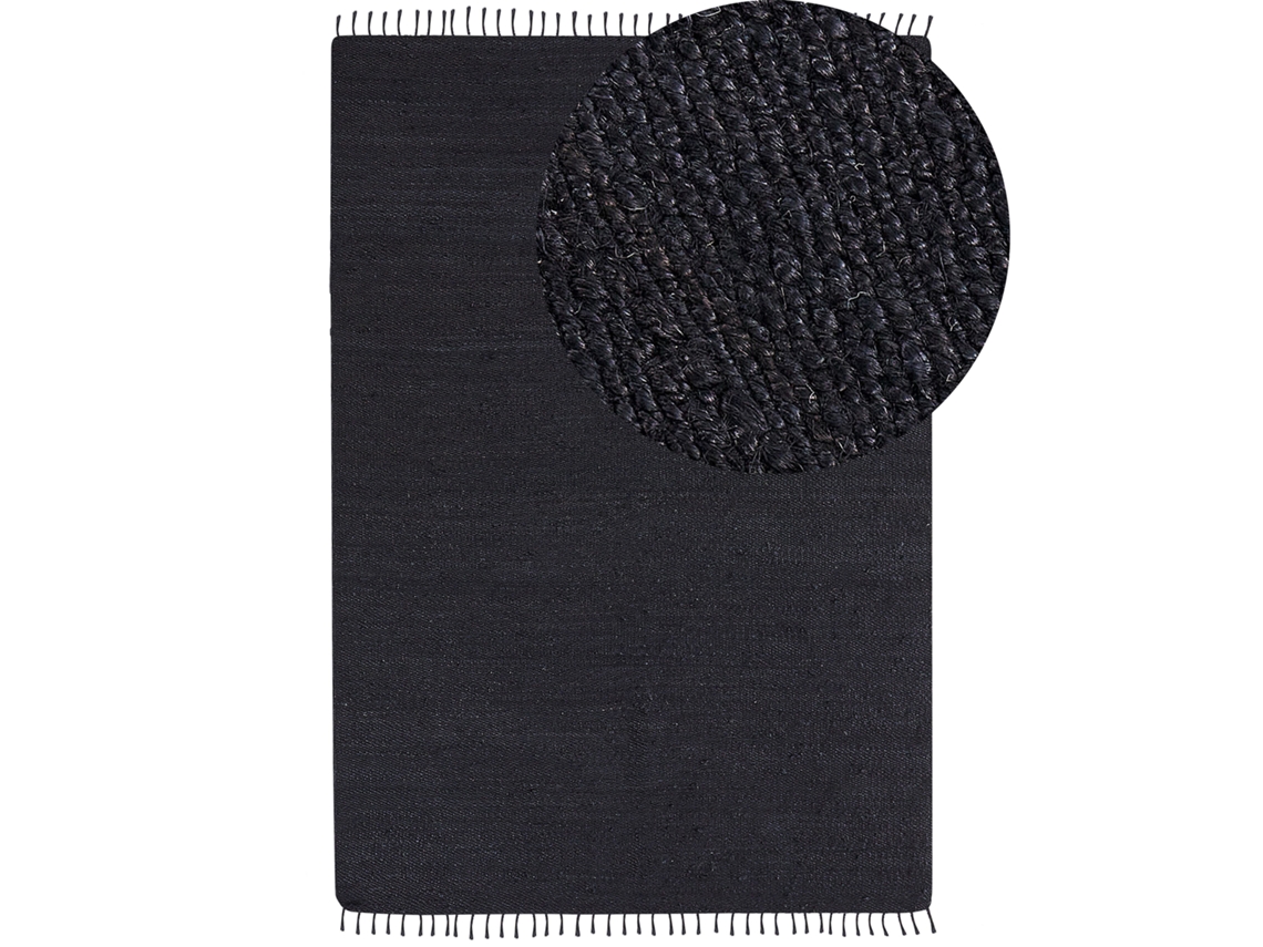 Alfombra BELIANI Sinankoy de Yute Negro 160x230