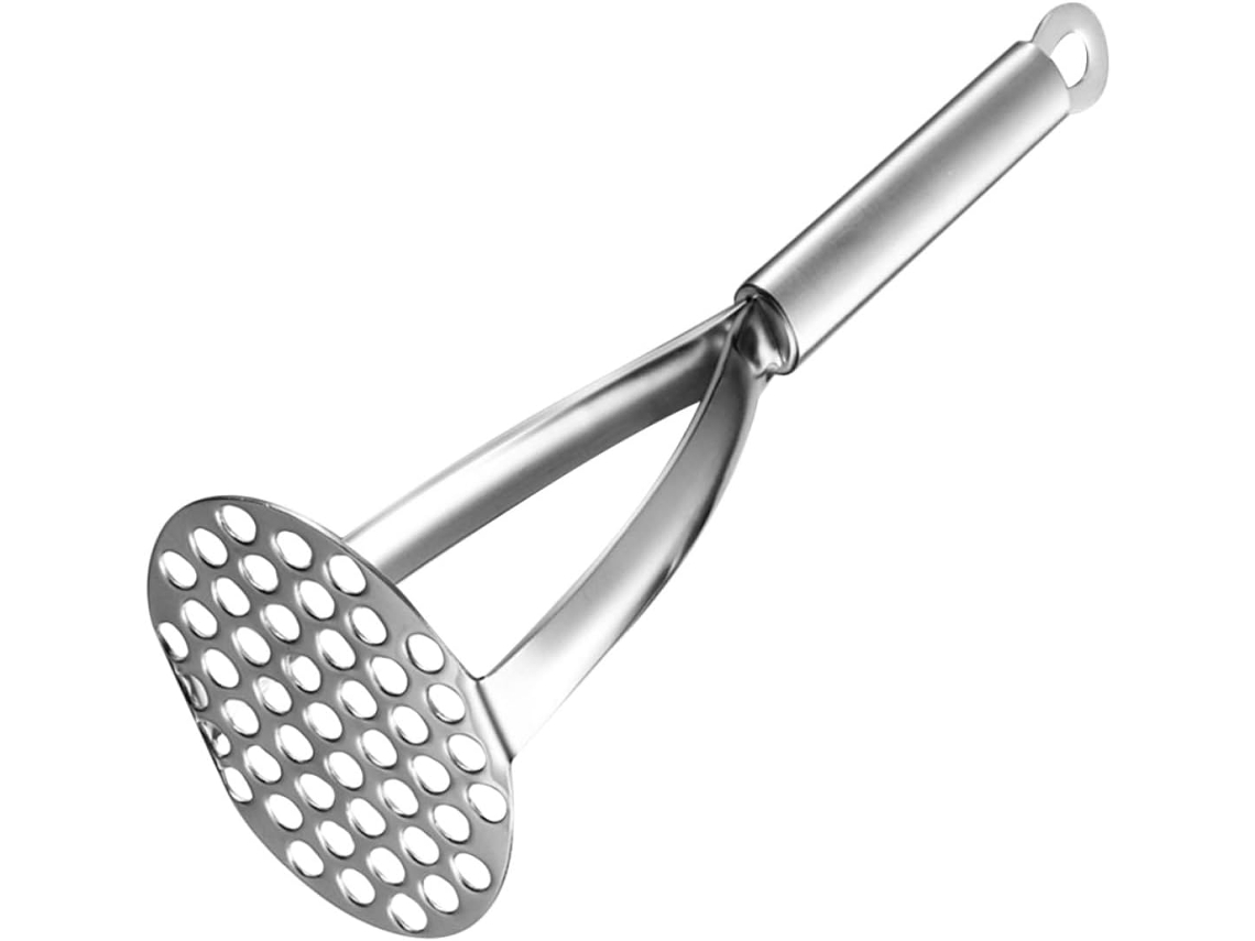 Freidora de patatas de acero inoxidable para cocinar.