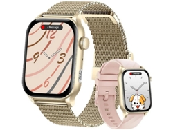 Reloj inteligente Bestvite Kr86 con llamadas Bluetooth (correa de metal y silicona rosa)
