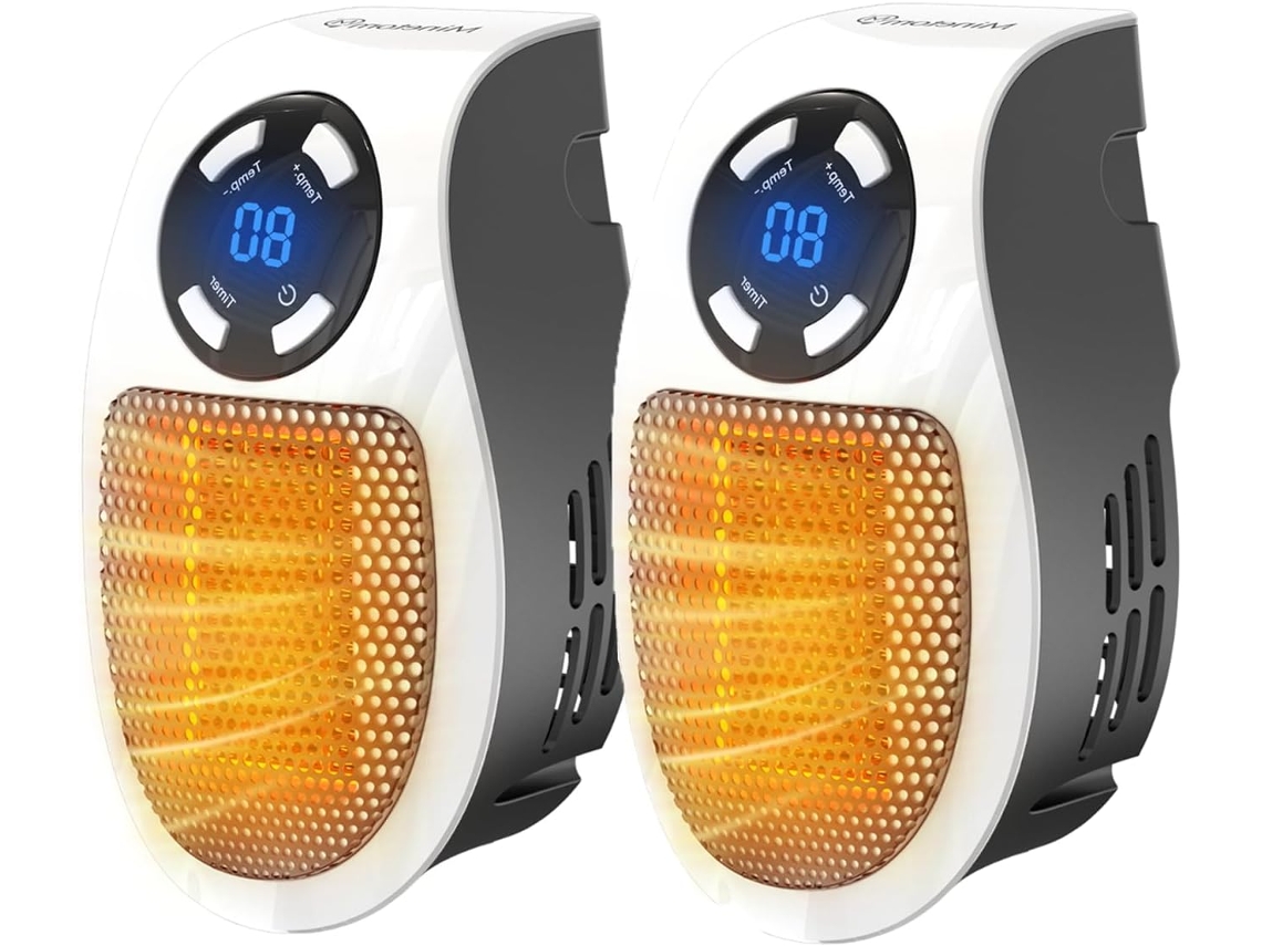 Calentador portátil, calentador eléctrico pequeño y seguro con pantalla LED (2 unidades) Cuich