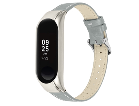 Correa de piel auténtica ajustable para Xiaomi Mi Band 7 - canoso