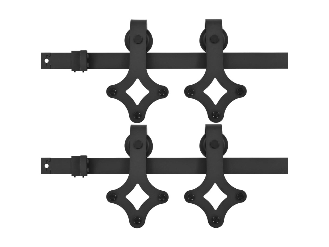 Conjunto 2 Herrajes para puertas correderas VIDAXL Negro Acero