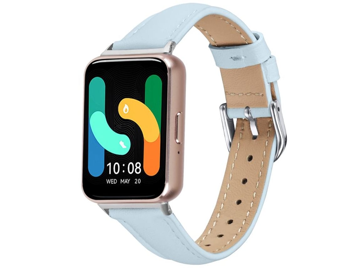 Bracelete Para Samsung Galaxy Fit 3 Slim - Couro Genuíno - Azul-celeste
