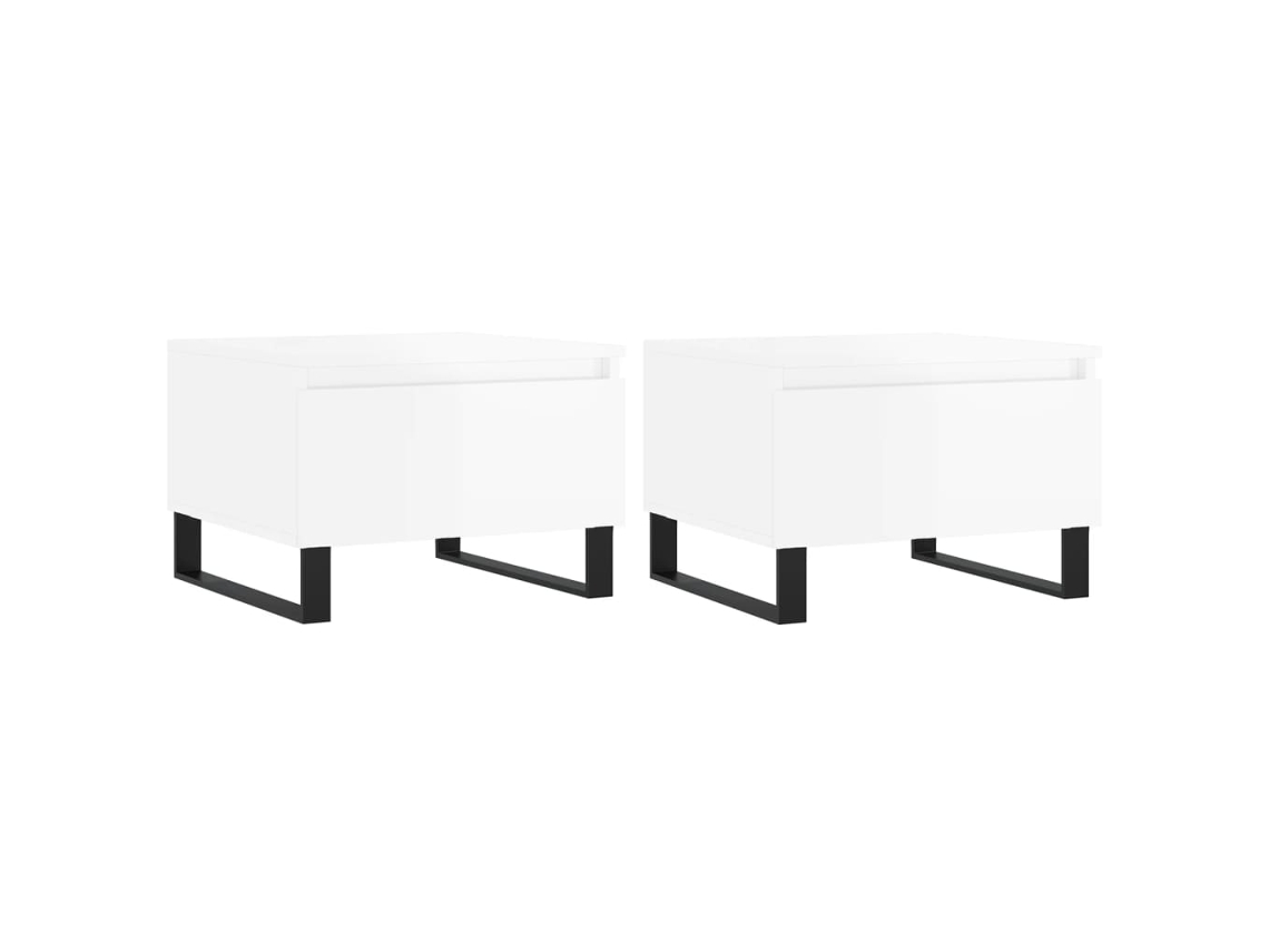 Maison Exclusive - Mesas Centro 2 Uds Madera Ingeniería Blanco Brillo 50x46x35 Cm