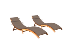 Juego de 2 Tumbonas con cojines Muebles para patio Asientos de jardín madera maciza de acacia