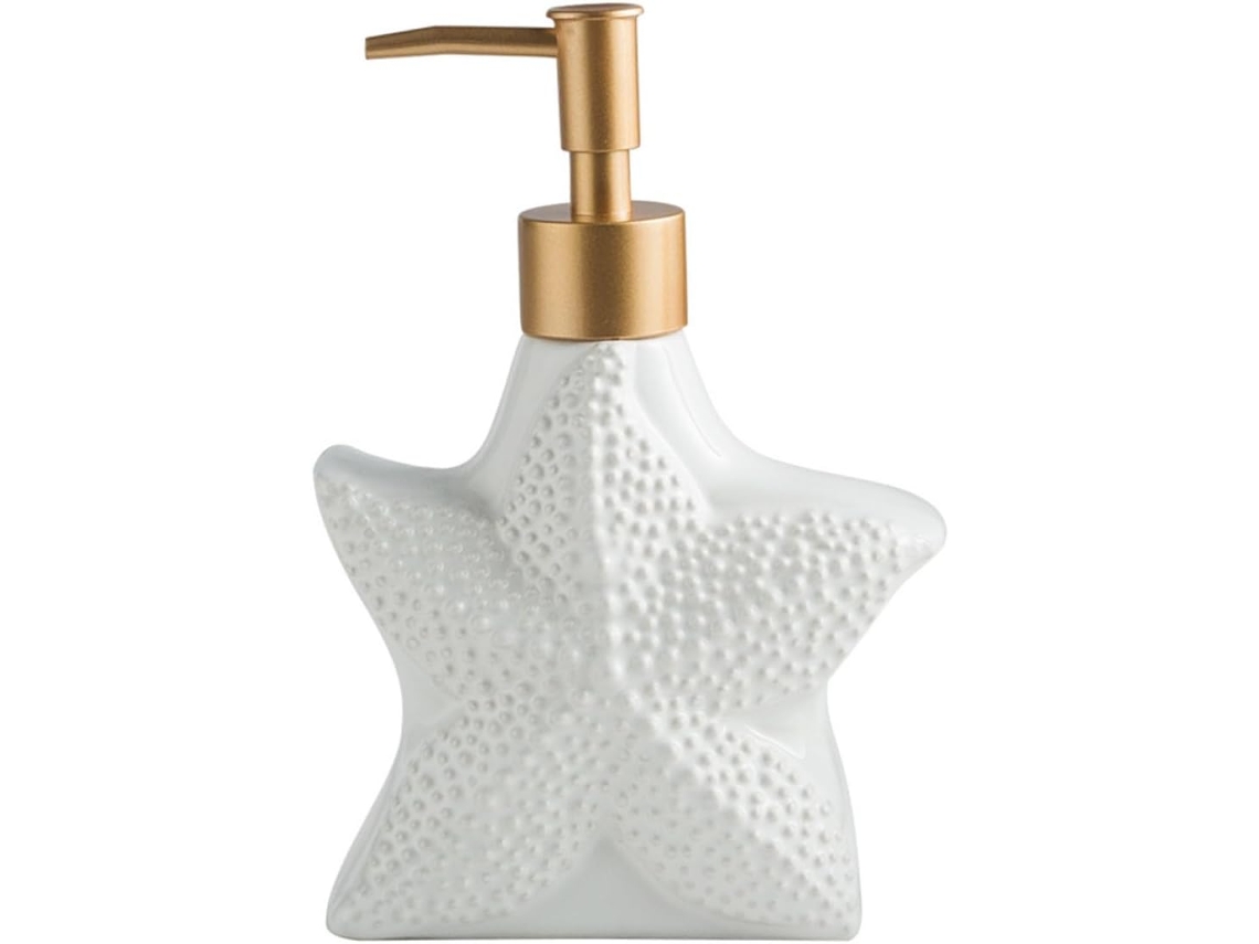Dispensador De Jabón Líquido Y Champú De Cerámica Blanca Con Forma De Estrella, Antifugas,