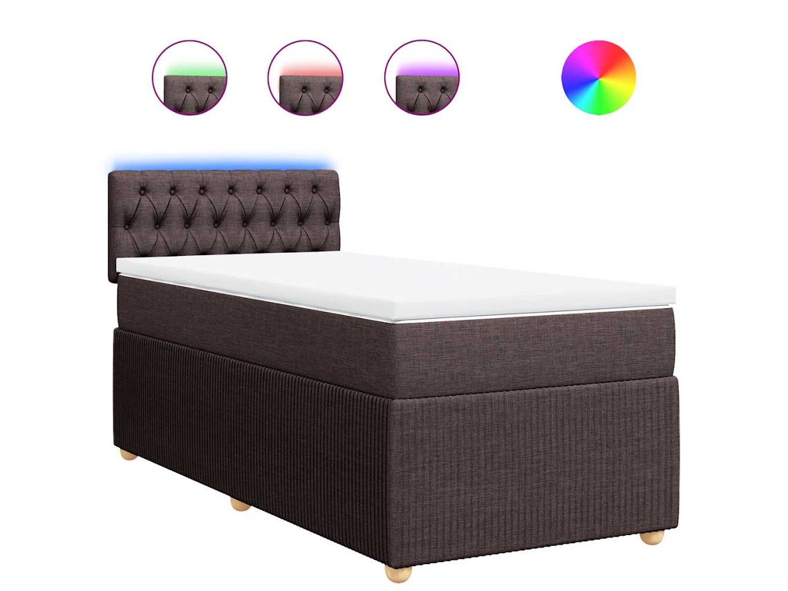 Maison Exclusive - Cama Box Spring Con Colchón Tela Marrón Oscuro 80x200 Cm