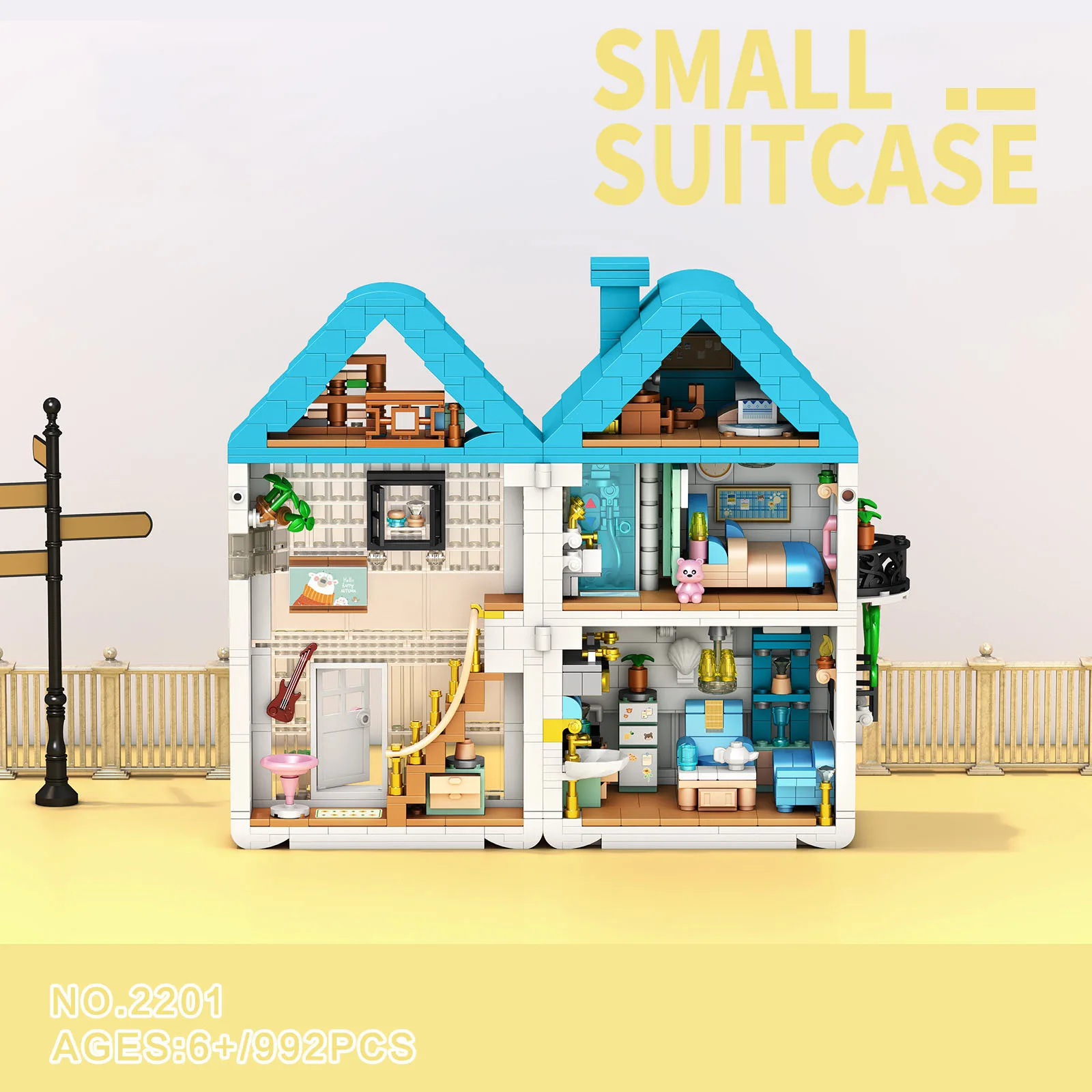 (villa) Escena Callejera De Casa Creativa, Mini Bloques De Construcción, Cajas Secretas, Juguetes Y Regalos