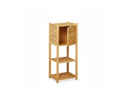 Relaxdays Estantería De Bambú Para Baño, Tres Estantes, 1 Compartimento Con Puerta, 87,5 X 35 X 29 Cm, 1 Ud., Marrón