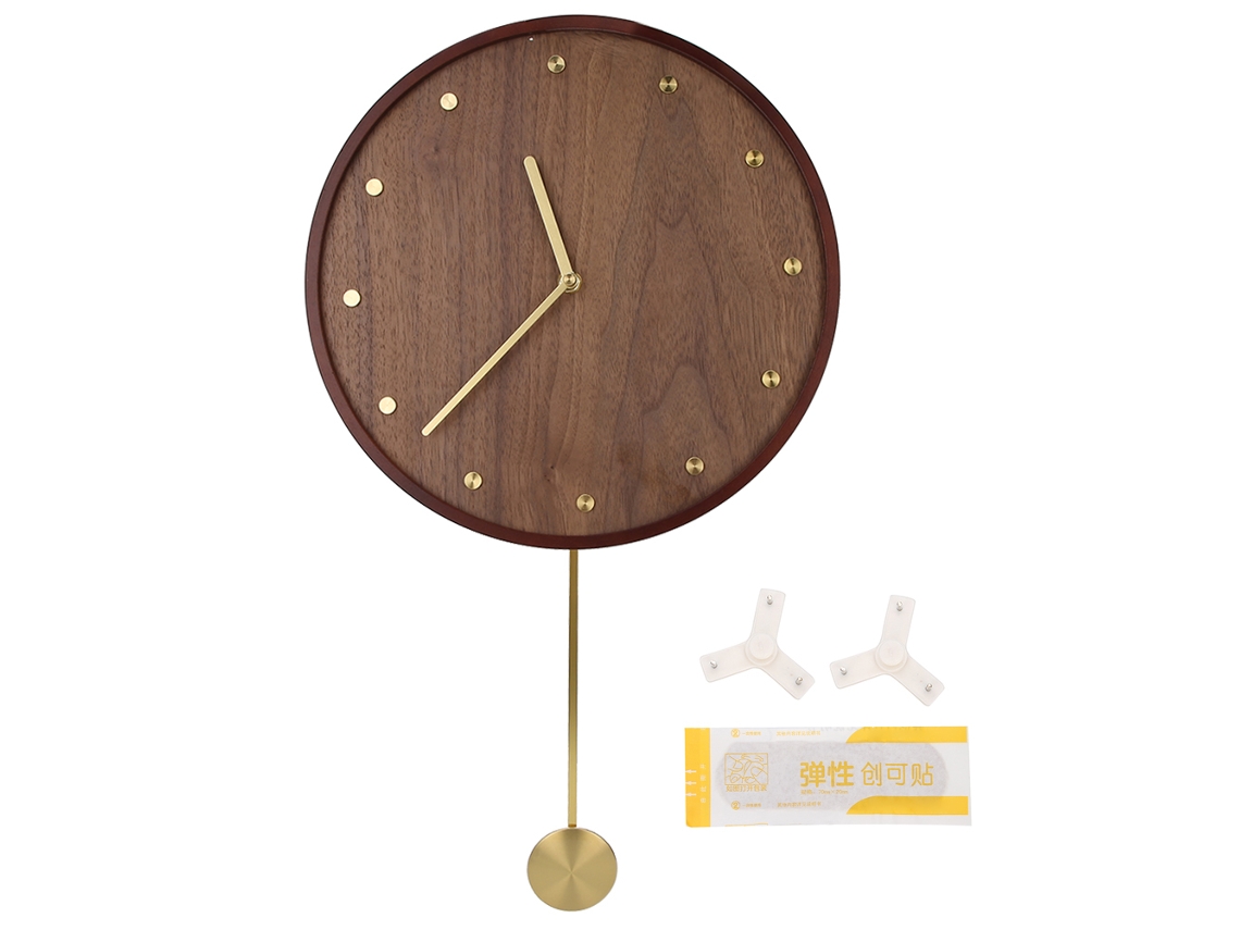 2026-reloj De Pared De Madera Silencioso Estilo Elegante Y Simple Con Escala De Latón Decoración Para Hogar Y Oficina
