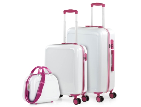Juego De Maletas Pc ITACA Stickers blanco-fucsia (45X68x26 Cm - 63L)
