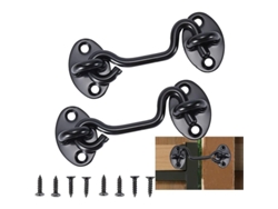 2026altiro-2 Ganchos Para Puerta Con Pestillo, Gancho De Acero Inoxidable Negro, Con Tornillos De Montaje (7,5 Cm)