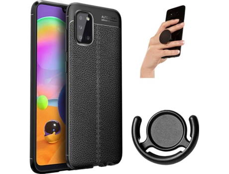 Carcasa, Popsocket y Soporte Samsung A31 Rugged Leather Negro