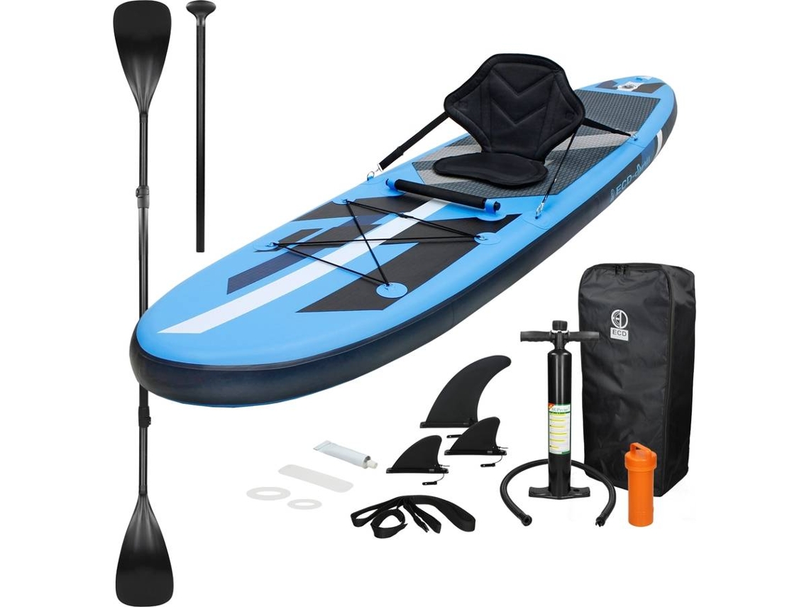 Tabla hinchable de paddle surf SUP ECD 320x82x15 cm PVC azul con Asiento de Kayak