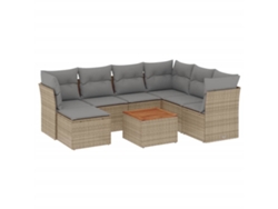 Maison Exclusive - Juego De Sofás De Jardín Con Cojines Beige 8 Pzas Ratán Pe
