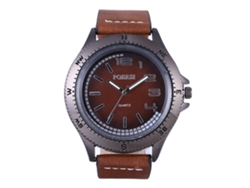 Reloj De Cuarzo Para Hombre Con Correa De Pu Casual Fashion Zhoulianfa P13 Café