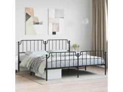 Estructura Cama Sin Colchón Con Estribo Metal Negro 193x203 Cm