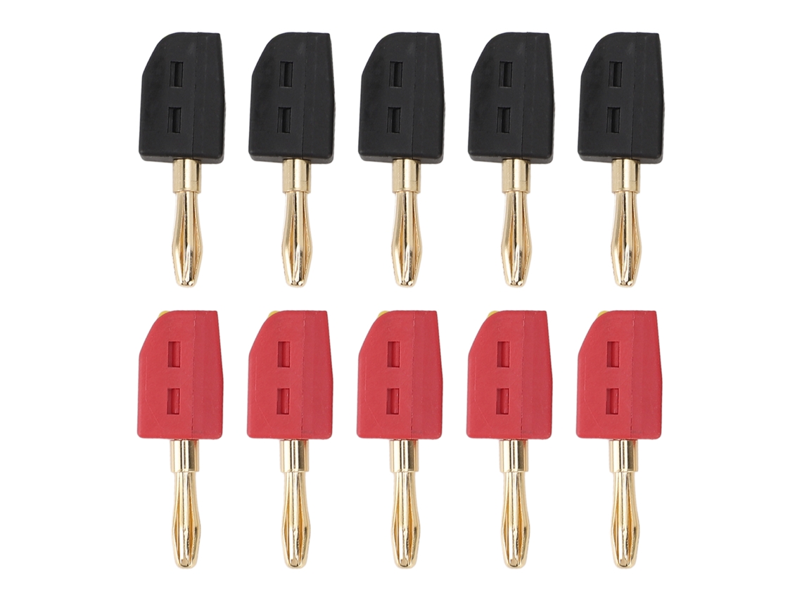 10 Conectores Banana De 4 Mm, 32 A, De Latón Chapado En Oro, Sin Soldadura, Conector Rápido (5 Rojos + 5 Negros)