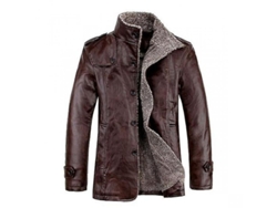 2026-chaqueta De Cuero Pu Para Hombres Invierno Abrigo Largo Warm Plush Casual Business Windproof Ccw 4xl Marrón