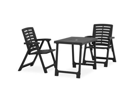 MAISON EXCLUSIVE Mesa y sillas bistró de jardín plegables 3 pzas plástico gris