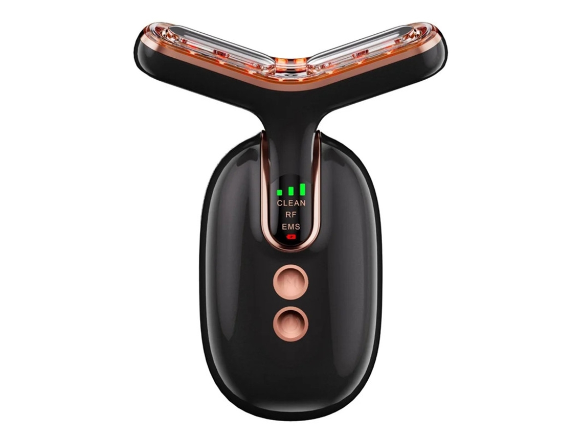 Masajeador de cuello y rostro, herramienta de contorno facial para el cuidado de la piel y la papada con energía térmica vibratoria negra Yizhood