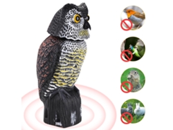 Estatua de búho con cabeza giratoria de 360° para ahuyentar a los pájaros