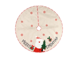 Falda para árbol de Navidad con decoración de lino bordado