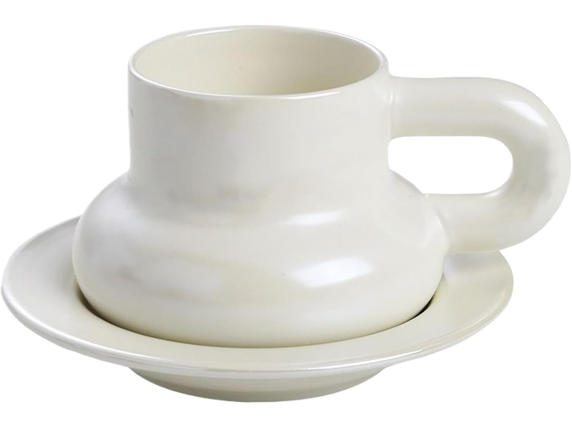 Taza de café de cerámica, vaso de vidrio, asa ergonómica, elegante portavasos de gres, Uso Di Gokoco