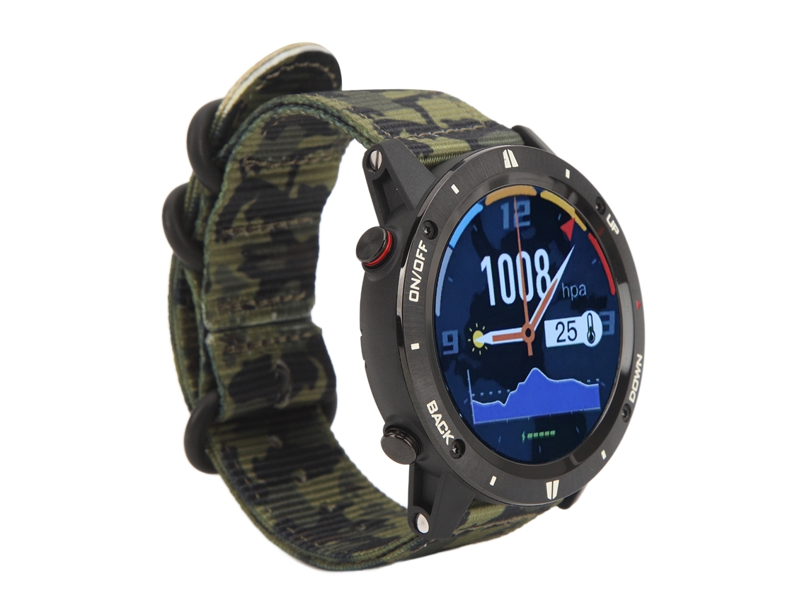 Reloj deportivo inteligente de 1,28'' IP68 para correr, nadar y con estampado de camuflaje.