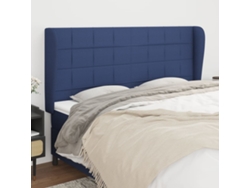 Cabecero Con Orejas De Tela Azul 163x23x118/128 Cm