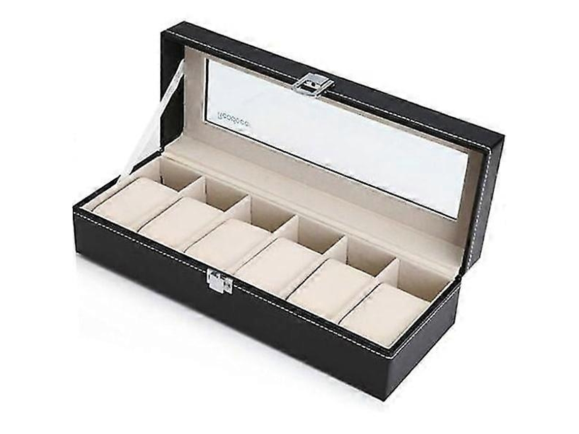Vitrina/caja de almacenamiento Hengjian para 6 relojes (negra)