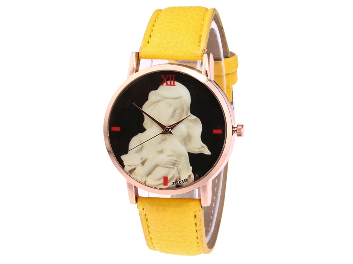 Reloj Unisex Niños Niñas De Cuero Pu Casual De Moda Pulsera Amarilla