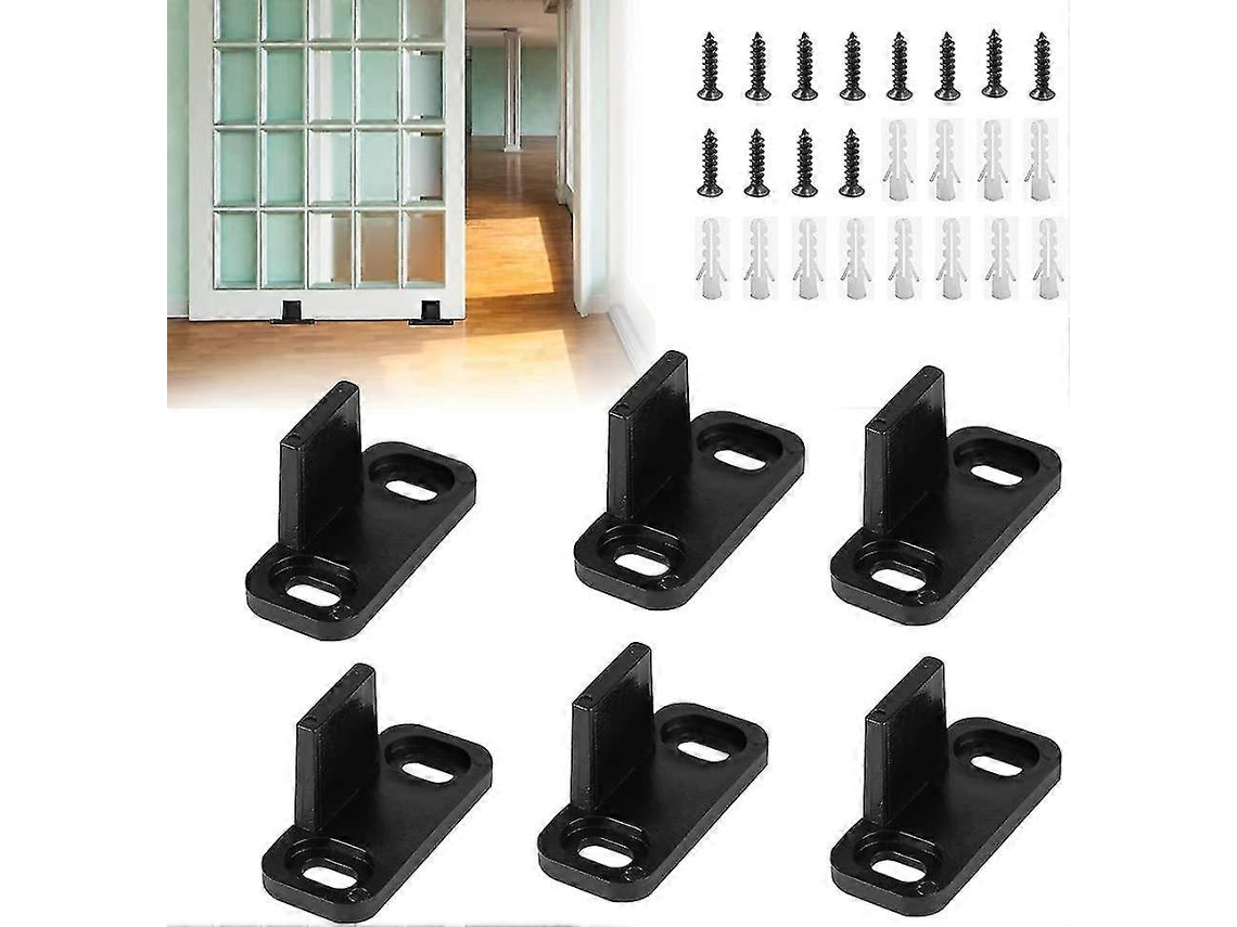 6 Guías Deslizantes De Puerta Plástico 45x20x24mm Para Piso Con Tornillos Y Destornillador Multifuncional