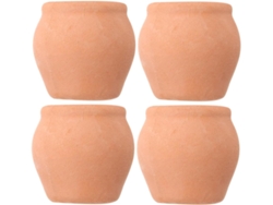 Juego De 4 Macetas Pequeñas Redondas De Terracota Sin
