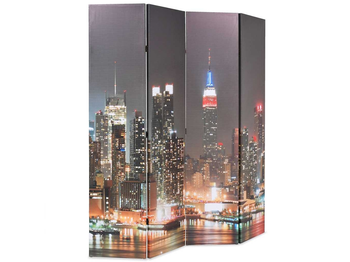 Biombo Divisor | Biombo Separador | Separador De Ambientes Plegable 160x170 Cm Nueva York De Noche