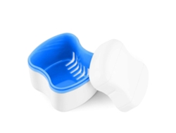Caja De Portaretainers Dentales Con Canasta Lavable Para Limpiar Y Almacenar Dentaduras - Azul