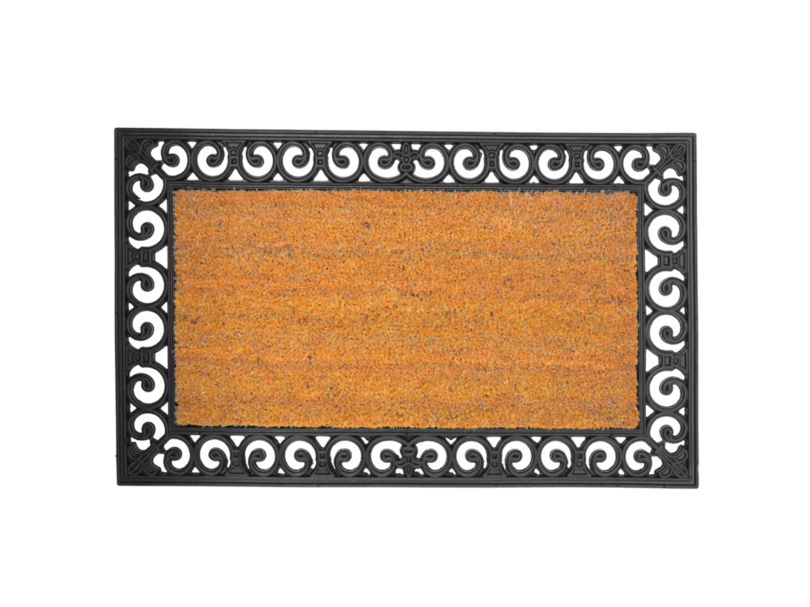 Felpudo Relaxdays, Coco Y Goma, Con Borde, 75 X 45 Cm, Interior/exterior, Antideslizante, Recoge Suciedad, Natural/negro
